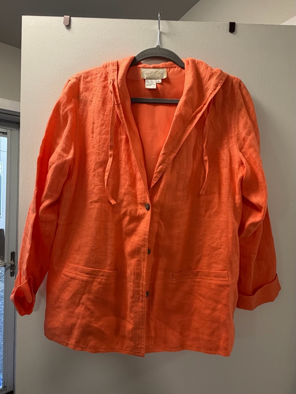Diane Gilman Vintage Orange Hooded Linen Blazer